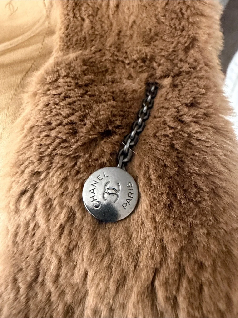 CHANEL Boutique Camel Brown Fur Sleeveless Vest
